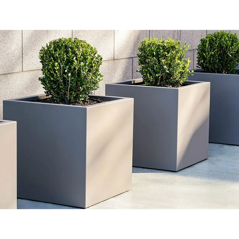Large Grey Flower Pots Cube Garden Raised bed  Aluminum Planter