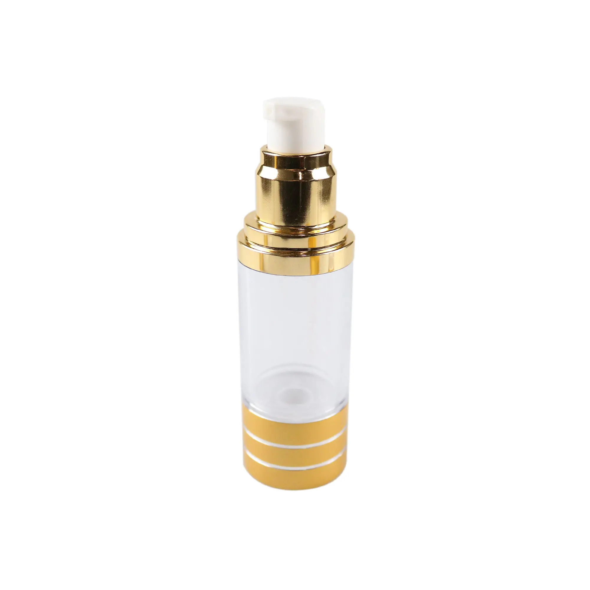 PP White Natural Color Plastic Round Airless Bottle With Translucent Cap Lid Airless Pump