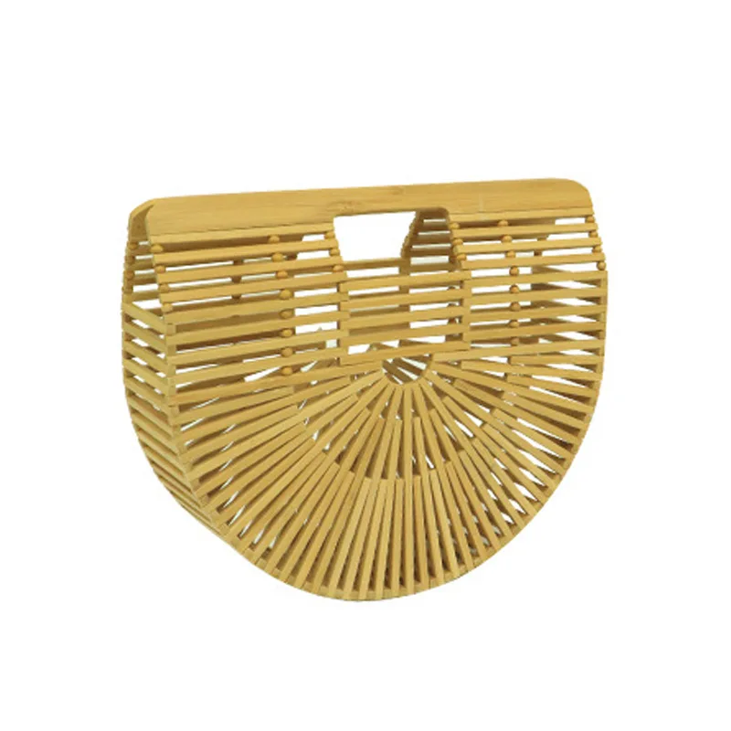 
summer beach bamboo hollow luxury customize woven held hand bag 