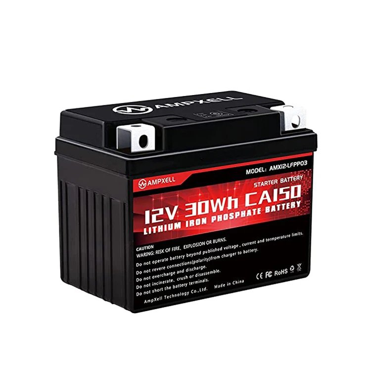 Factory Wholesale AMPXELL 12V 2.5Ah  32Wh Lifepo4 Lithium Iron Phosphate LFP Motorcycle Motorbike Motorsports Starter Battery