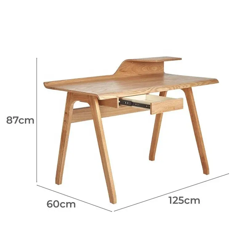 QUAWE Modern Simple Student Table Solid Wood Home Computer Desk Wooden Writing Desk Study Desk with Drawer