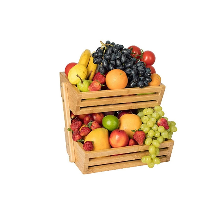 2 яруса бамбуковая корзина для хлеба овощей фруктов стойка держатель чаша металлическая деревянная полка для фруктов