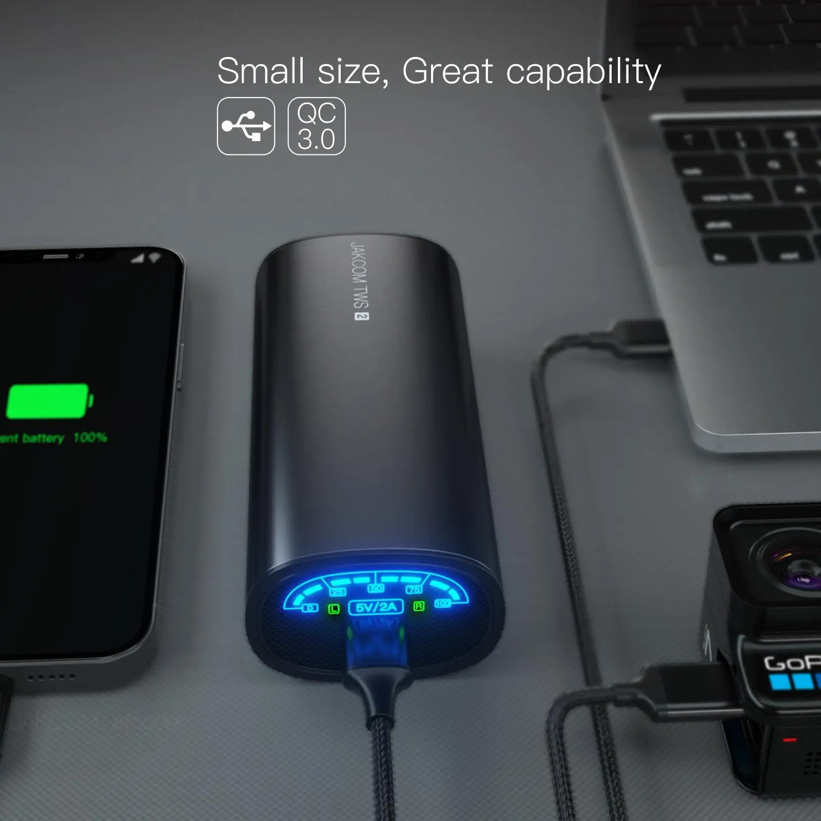 JAKCOM TWS2 True Wireless Earphone Power Bank 2in1 New Earphones & Headphones Super value as best for 7 mp3 air 3 tws i 100000