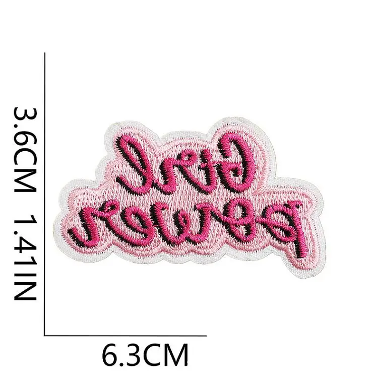 Wholesale 3D personalized Neon hot pink assorted western embroidery patches iron on small tongue trucker hat patch heat transfer