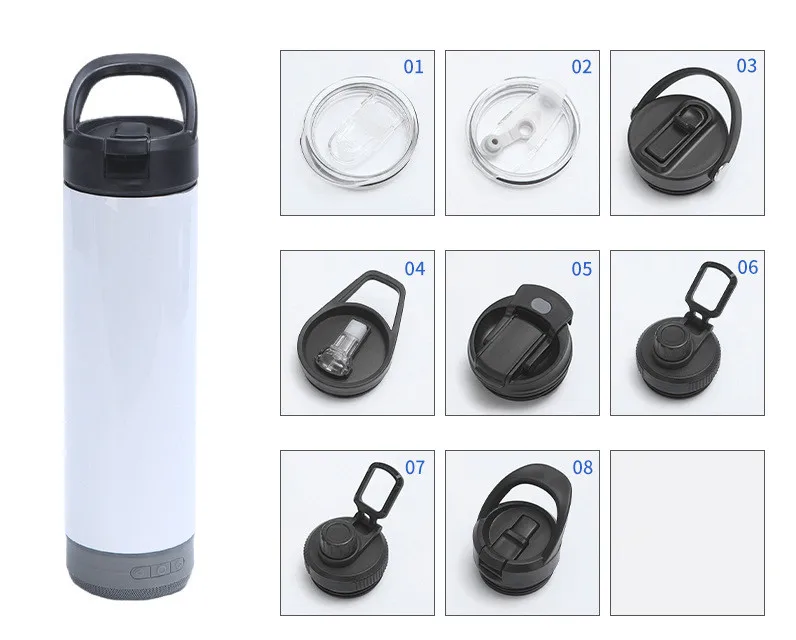 sublimation goods 20oz skinny double layer stainless steel vacuum slim speaker tumbler with wireless speaker for DIY printing