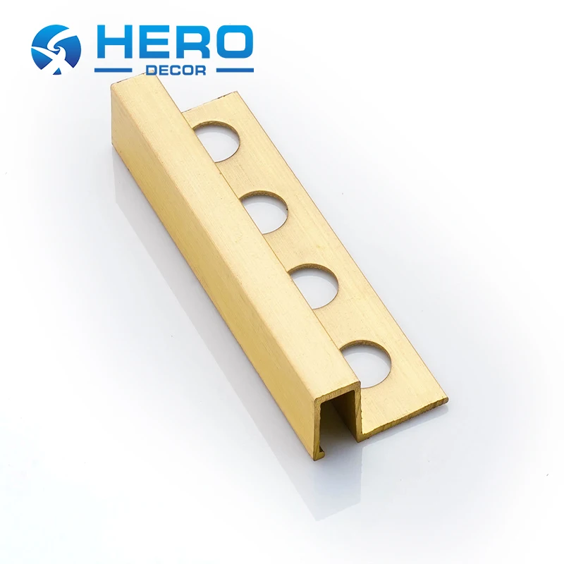 HERO Flooring Accessories Brass Tile Trim Copper Tile Profiles T Shape U Shape Square Brass Corner Edge Trim for Protection