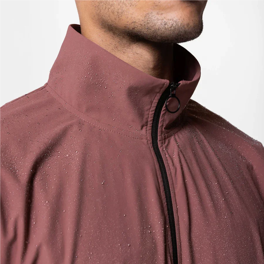 Water-resistant Quarter Zip Stand Collar Lightweight Hoodies With Front Pockets  Adjustable Elastic Hem Design Sweatshirt