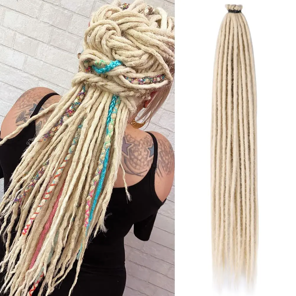 Synthetic Dreadlock Extensions 24 Inch Ombre Blonde Box Braid Dreads Locs Crochet Hippe Dreads Handmade 0.6 cm Braid Hair