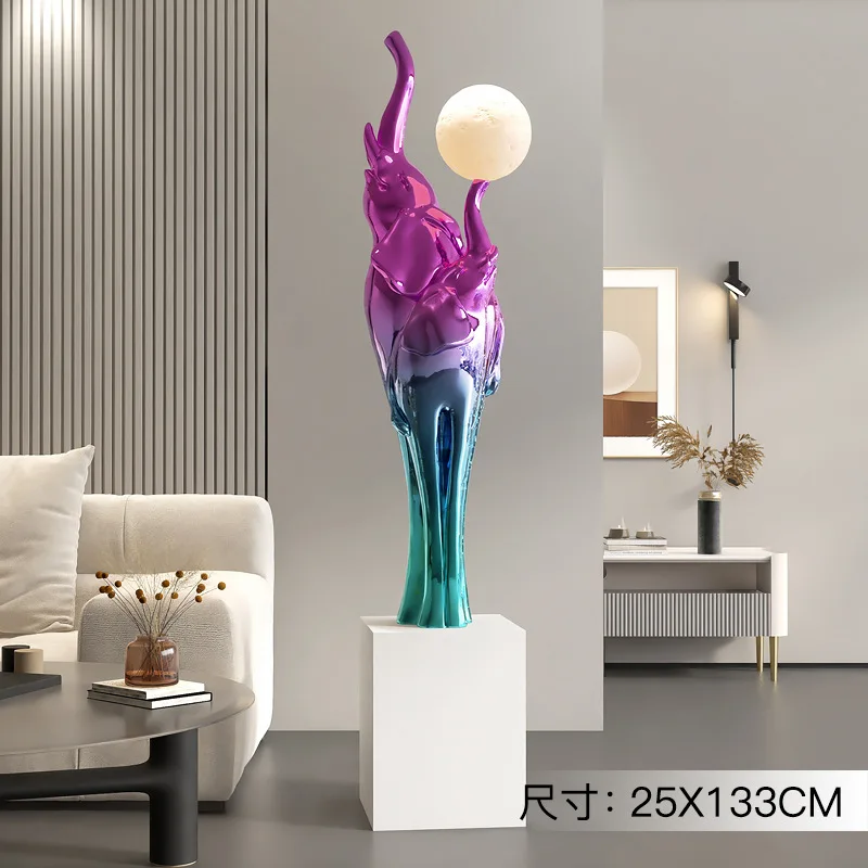 New Light Luxury Electroplating Like LED Large Floor Decoration Home Accessories Living Room Crafts Sculpture Housewarming Gifts