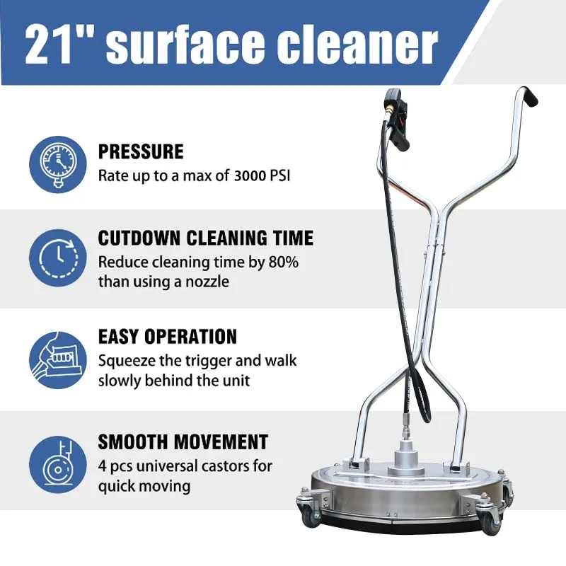 21'Stainless steel surface cleaning machine with wheels and wheels suitable for surface cleaning and marble cleaning