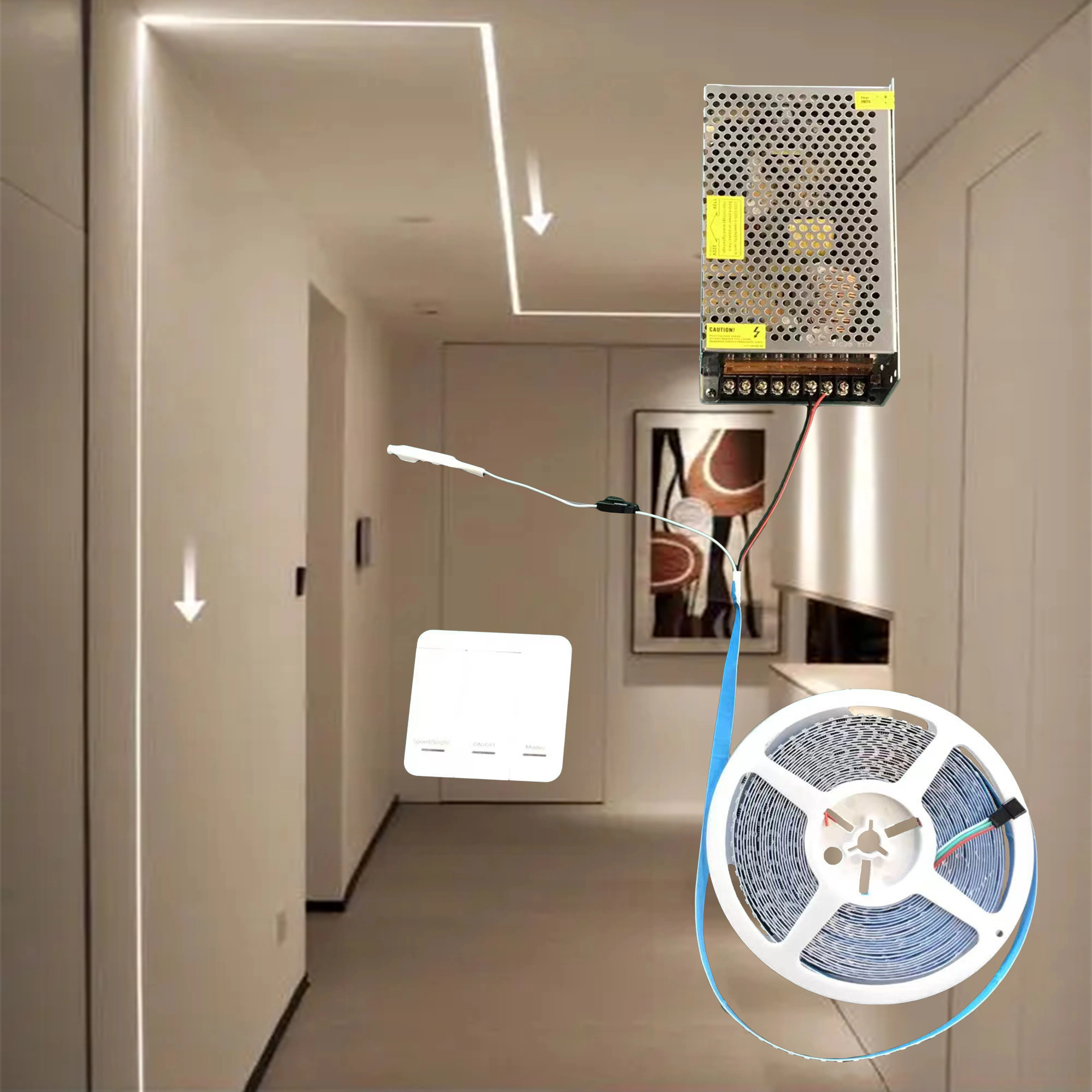 Flowing water led linear light 24v running water flowing led strip dc 12v 10m 15m led light strip with motion sensor