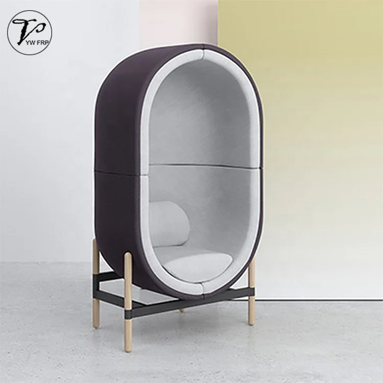 Modern leisure fiberglass capsule shape ball chair living room waiting lounge chair with cushion