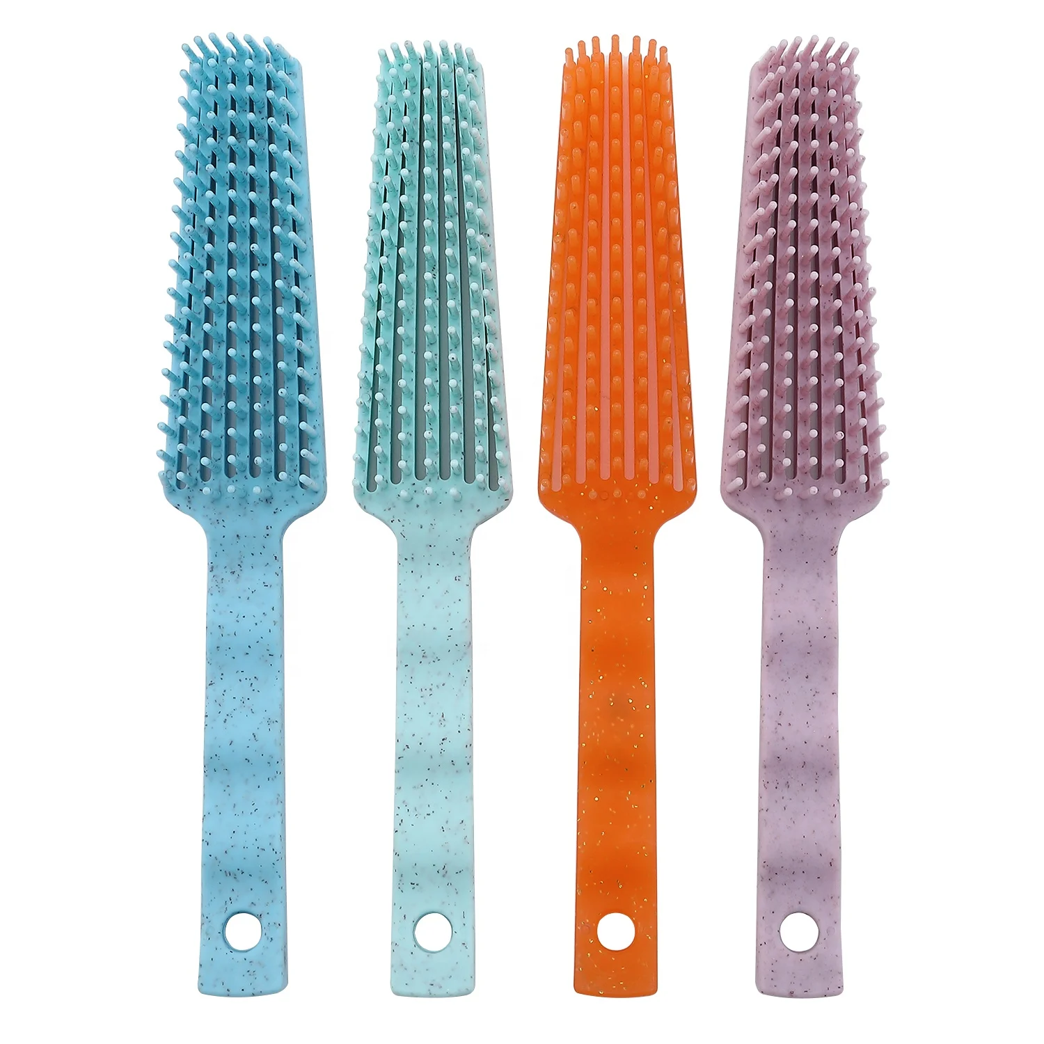 Hairdressing Vent Plastic Handle Magic Eight Custom Private Label Detangler Hairbrush Flexible Detangling Hair Brush and Comb