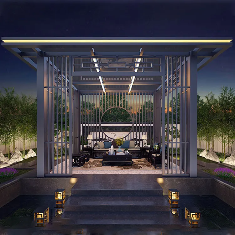 Custom fashion building steel structure metal smoke pavilion pavilion square park pavilion