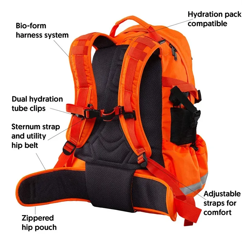 Customized High Visibility Reflective Safety Workwear Hi vis Rucksack Backpack with Helmet Bag
