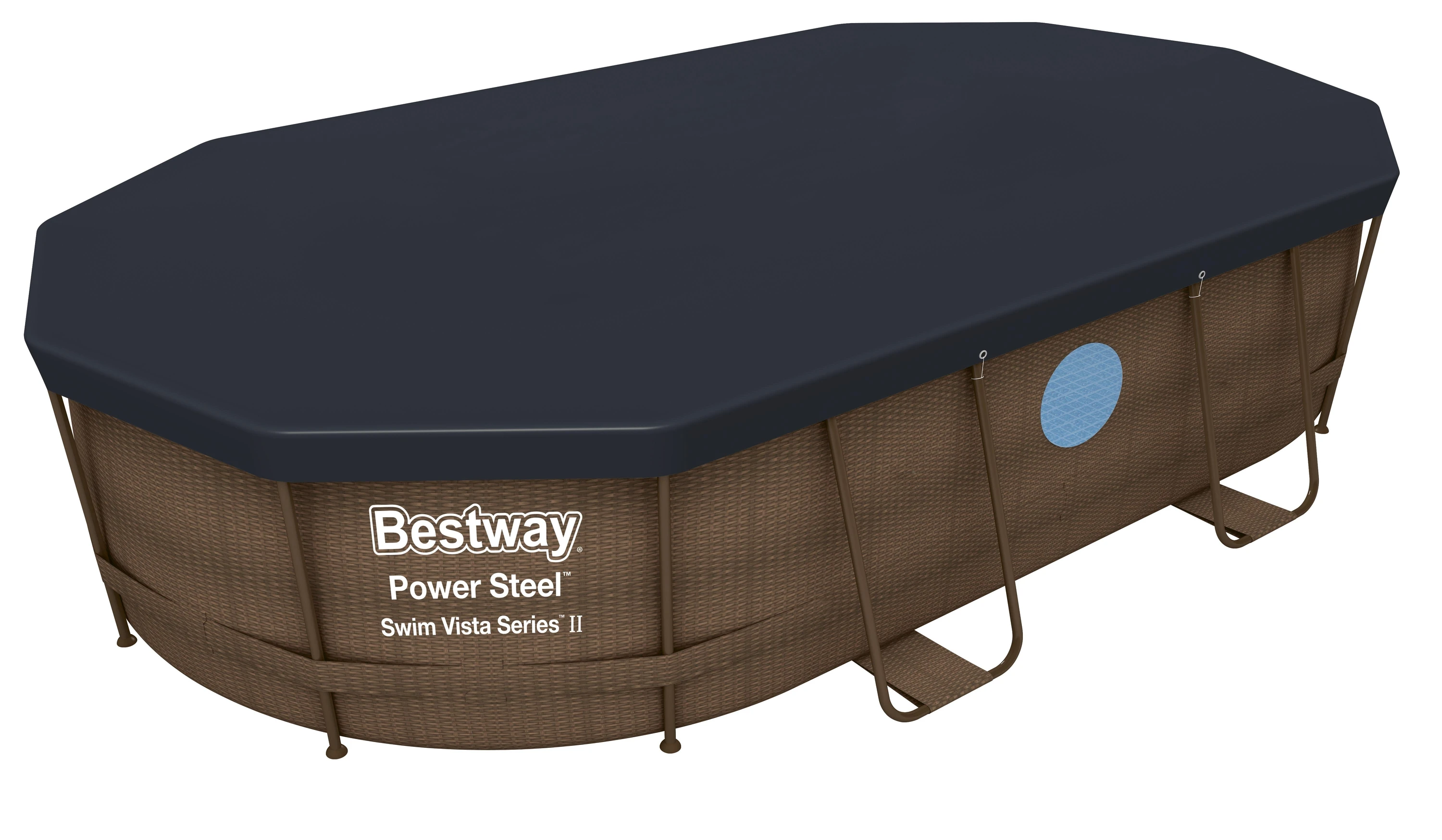 Best way 56946 4.88m x 3.05m x 1.07m portable oval outdoor above ground Steel Frame swimming pool suits with 2 swim vista