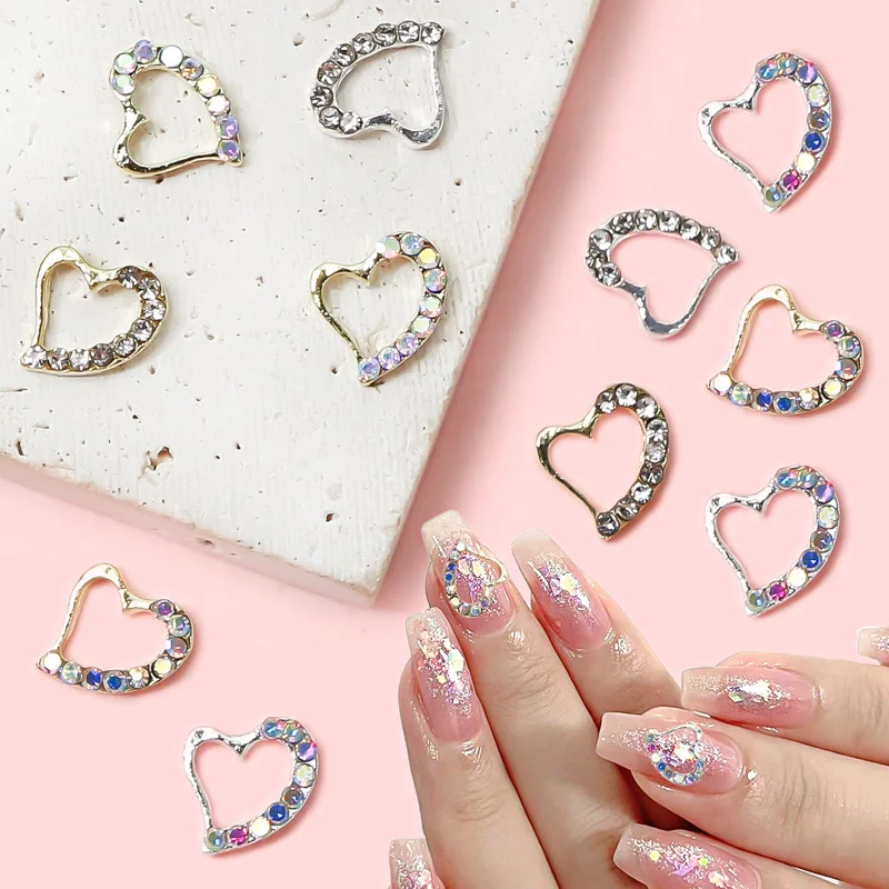 New Nail Art Pearl Heart White Diamond Bowknot Popular Trendy Heart-shaped Rhinestone Alloy Nail Decorations