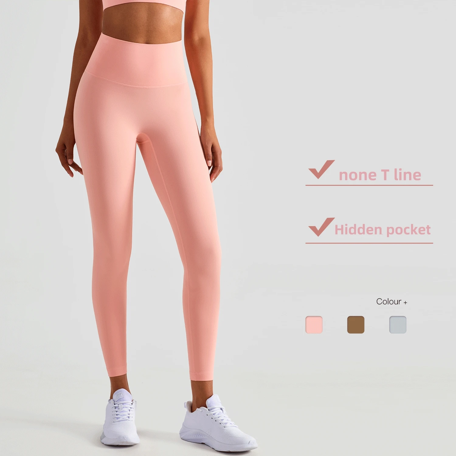 Hot Selling Gym Fitness No Front Seam Legging Sports Running Pants OEM High Waisted Yoga Leggings for Women With Side Pocket