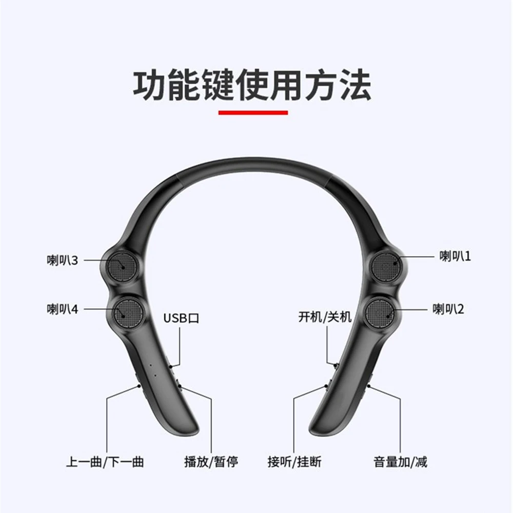 Mini BT Speaker Halterneck  Wireless Bt Smart Speaker  Portable Mini Subwoofer Wearable Stereo Heavy Bass