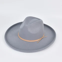 OEM Luxury Design Stiff Wide Brim Wool Felt Fedora Hat Custom Colorful Chapeau Womens Rancher Fedora Hat with Band