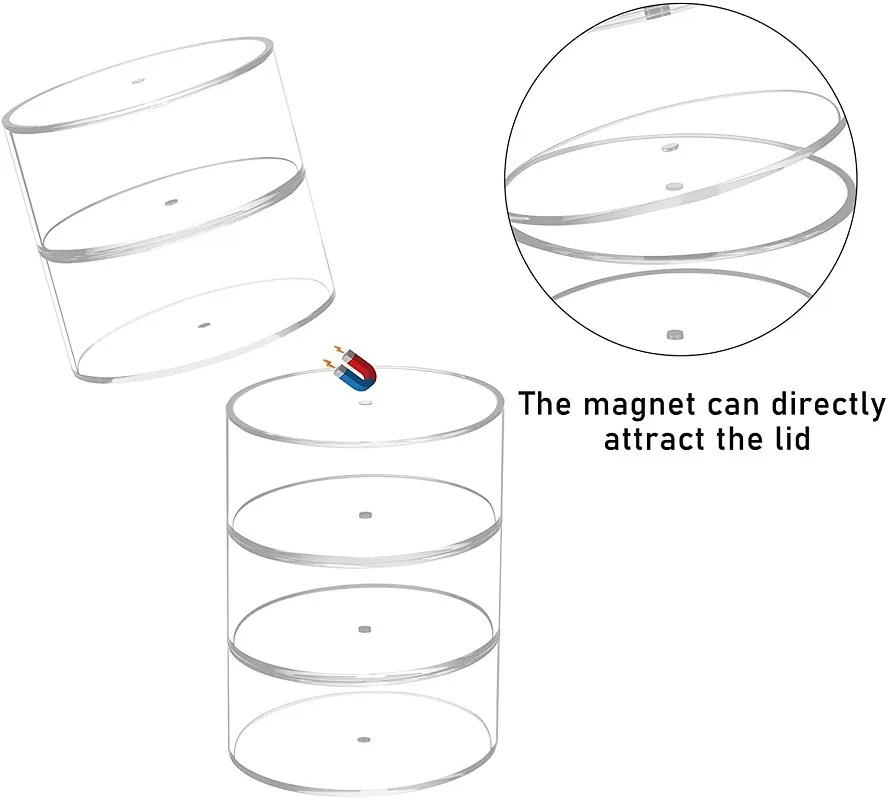 Strong Magnetic Transparent Acrylic Waist Belt Storage Rack, Cylindrical Stackable Watch Dust Box Wardrobe Tie Organizer