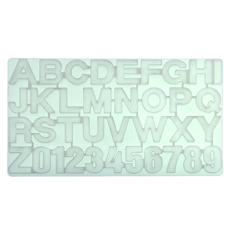 Large 26 letters 0-9 numbers silicone cake mold decoration chocolate ice tray jelly pudding baking utensils
