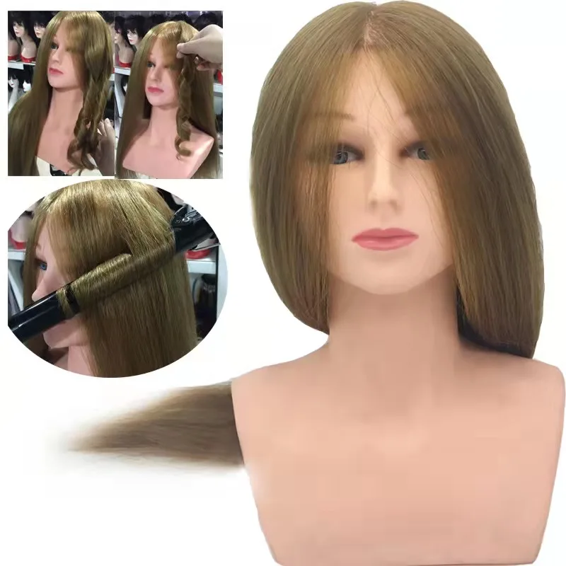 100% Remy Hair Practice Training Doll Head  Mannequin Head with Hair for Salon Beauty School Hairdresser