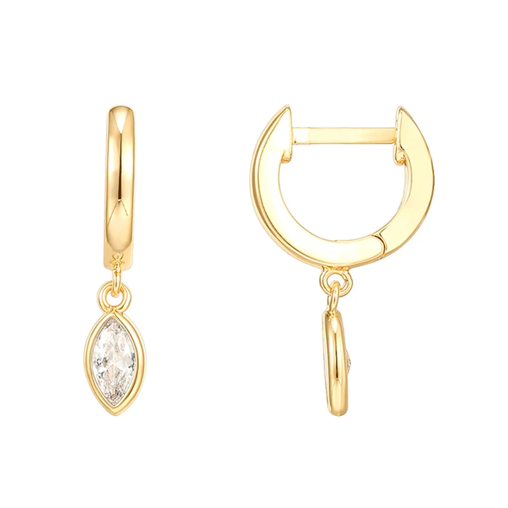 EQE52 Wholesale Jewelry S925 Silver Earrings With Zircon Charms High Quality 14K Gold Plated Drop for Women
