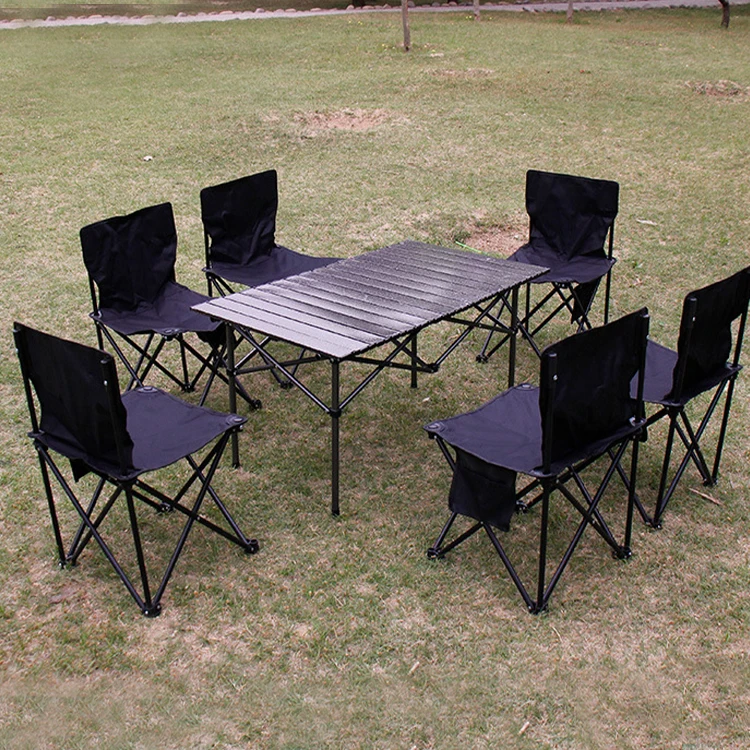 Portable Custom Folding Camping Table And Chair Set Aluminum Outdoor Bbq Table Chair Sets for Camping Picnic Activities