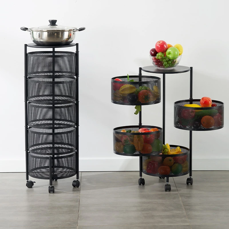 Rotating Shelf Multi-function 3/4/5 Layers Round Vegetable Fruit Household Organizer Kitchen Storage Rack
