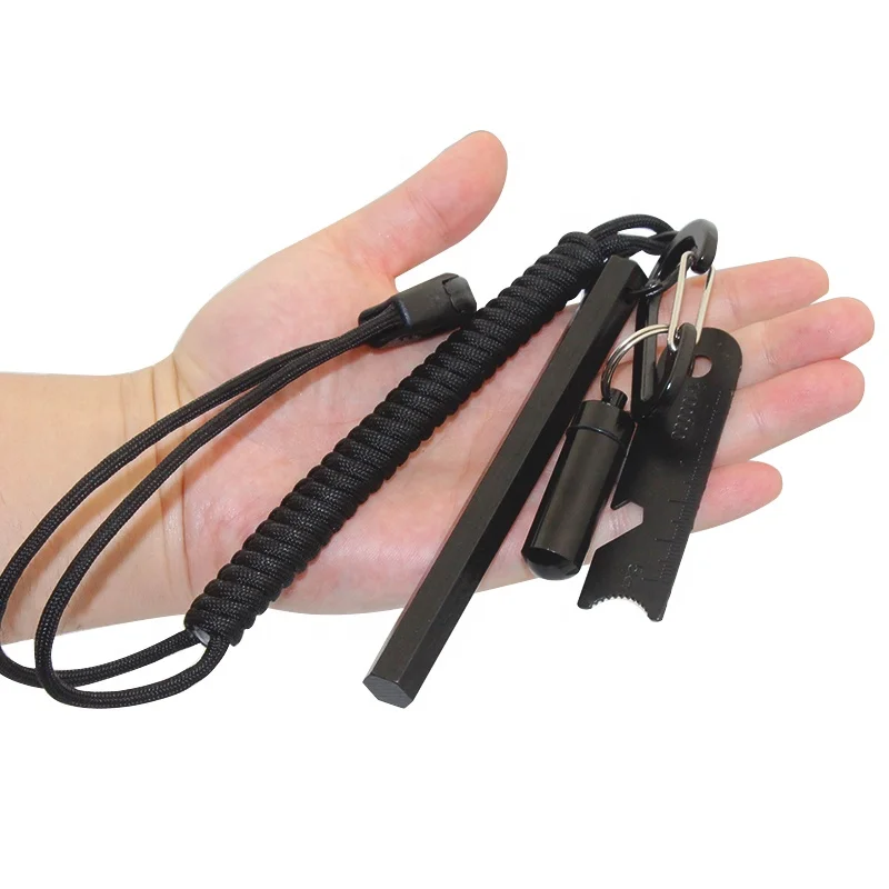 Outdoor Adventure Flint and Steel Fire Starter Kit with 5 x 1/2 Inch Hexagon Ferro Rod Fire Starter