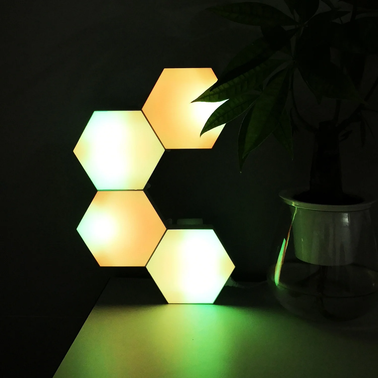 Indoor Floodlight Music Lamp Aurora Color Sounds Sensitive RF Remote Controlled Hexagonal LED Wall Light Luxury Gift Sets Modern