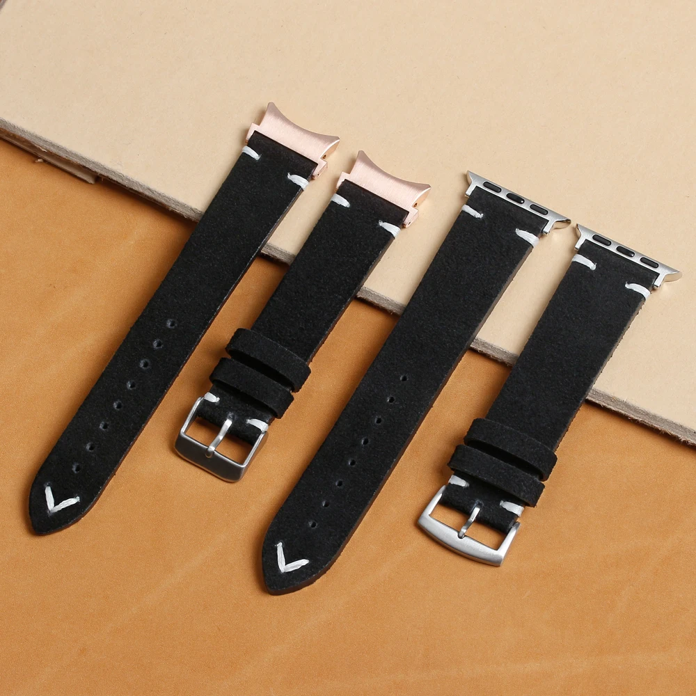 top grain suede genuine leather watch straps bracelet 20mm 22mm smart leather watch strap