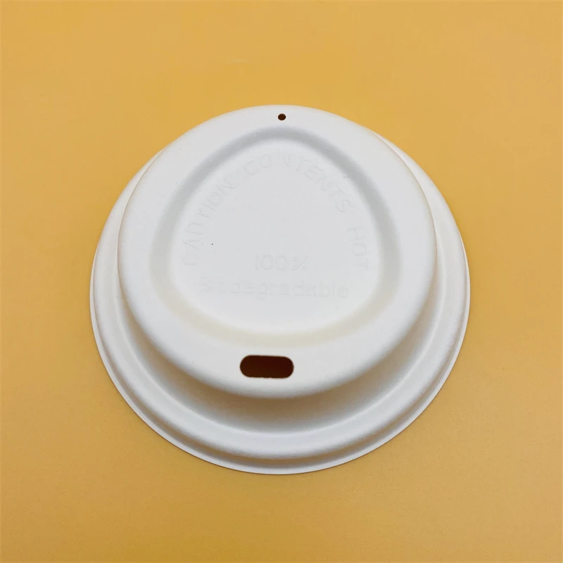 100% Compostable Bagasse Sugarcane Coffee Cup Lid