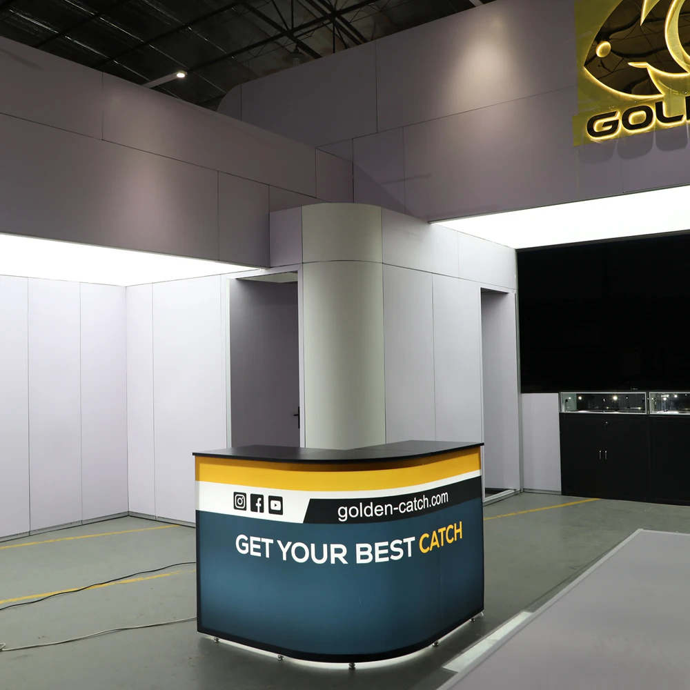 Customized  different  Promotional Portable trade fair counter aluminum  Product curved  display  counter table