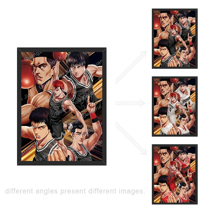 Wholesale Custom 3d manga poster SLAM DUNK  Marvel 3d Hunter x Hunter 3d anime poster 3d poster anime motion lenticular picture