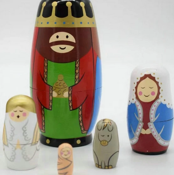 wooden crafts Russian Doll Middle Eastern King baby happy family nesting dolls handmade wood matryoshka doll for decoration