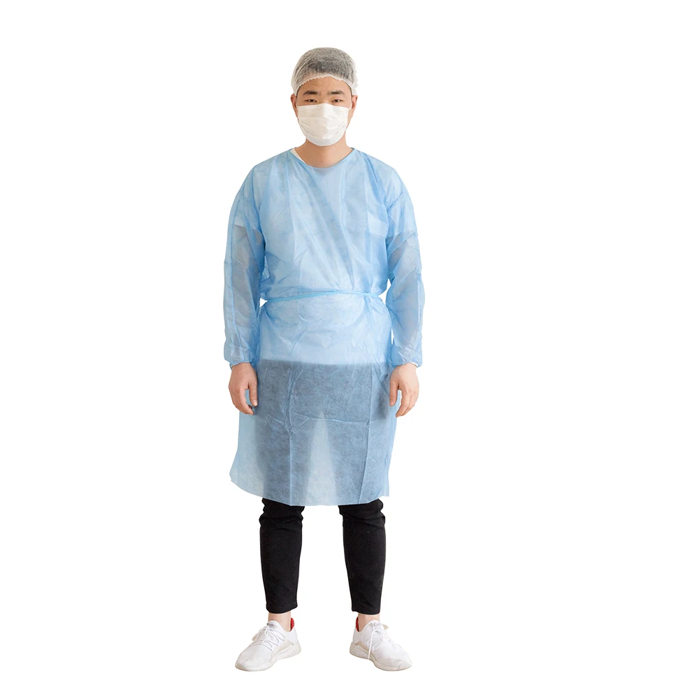 China Supplier PP Non Woven Disposable Visitor Gown Working Clothes For Hospital Food Factory PP Isolation Gown