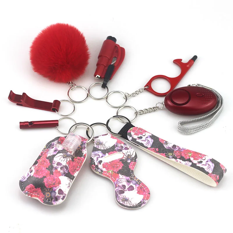 Low Price Wholesale Safety Alarm Cat Self Defense Keychain Sets Accessories Bulk Alloy  for Women Personal Protection Keyring