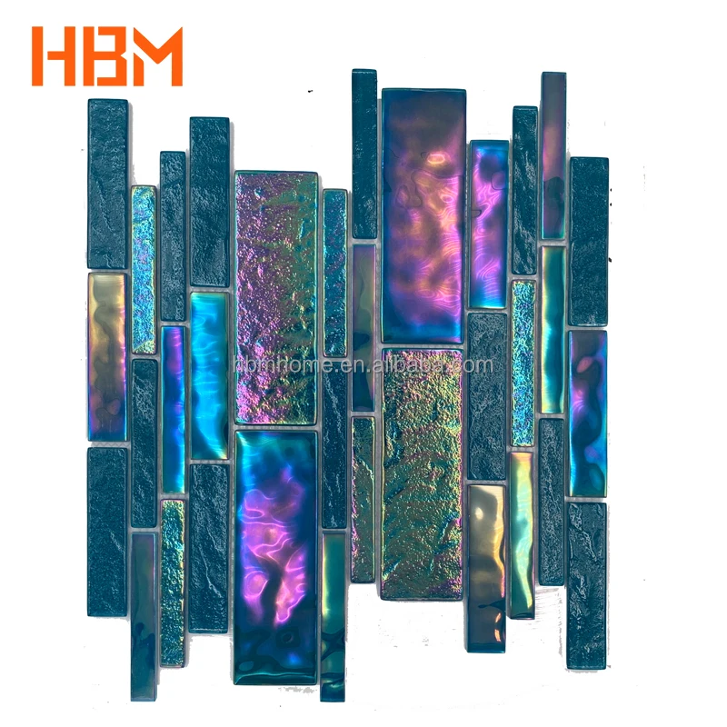 HBM  Wholesale Materials Suppliers Swimming PooL Bathroom Floor Tile Iridescent Glass Mosaic
