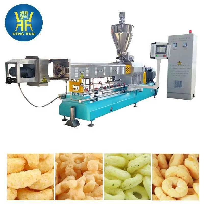 Maize Puffed Snacks Making Process Ring Snack Production Line Machine Electric Automatic Corn Extruder Plant