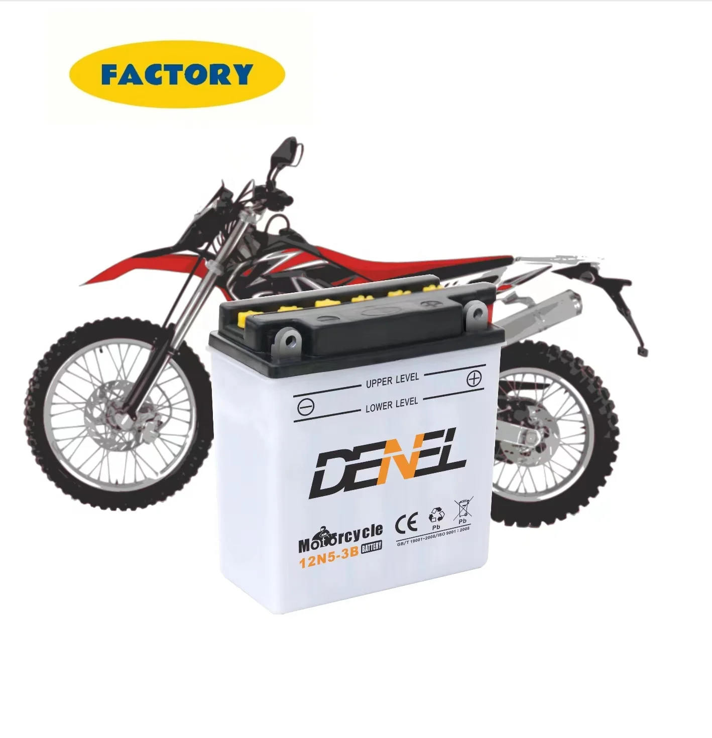 DENEL China factory bicycle liyang motobatt 12v 5ah 12N5-3B motorcycle battery lead acid battery
