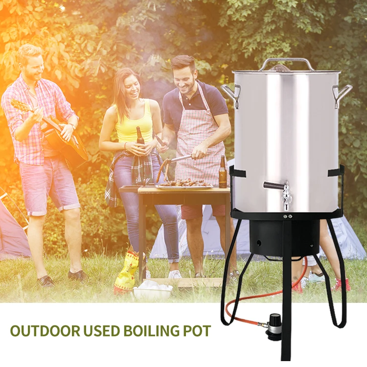 Уличная фритюрница из нержавеющей стали по заводской цене чайник для кипячения с газовой горелкой