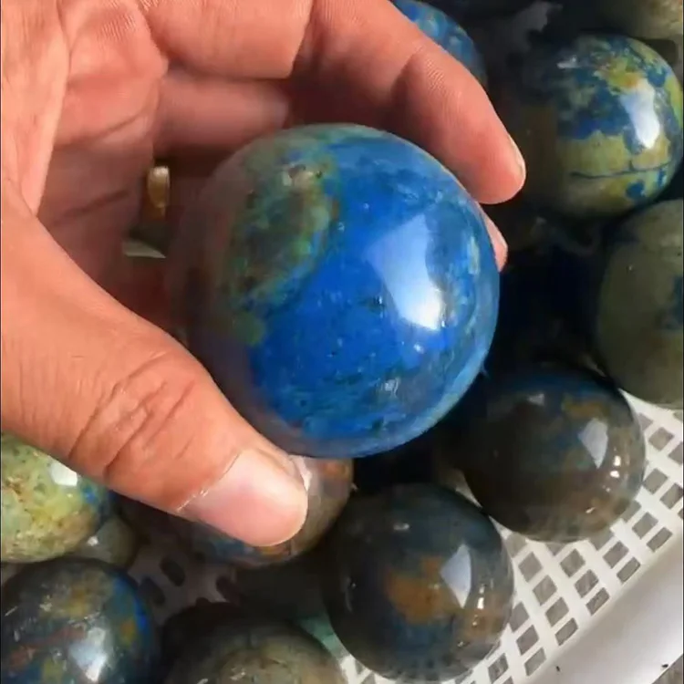 Factory wholesale natural semi-precious stone magnetic field azurite ball bracelet stone fashion men and women ornament