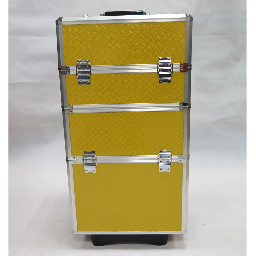 Professional Pull Rod Type Multi-layer Large Black Makeup Cosmetic Trolley Case With Wheels