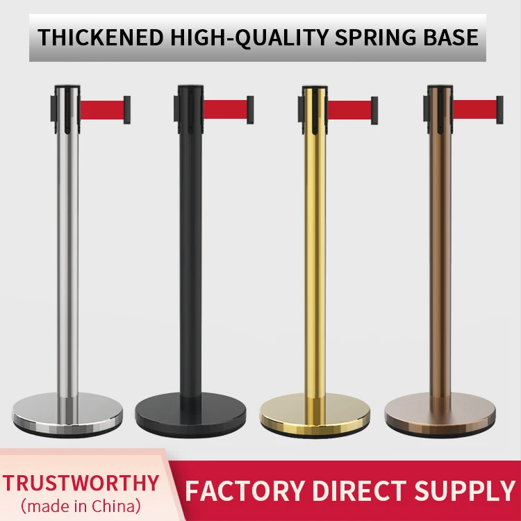 Roadway Products Stainless Queue Pole Road Safety Crowd Control Barrier