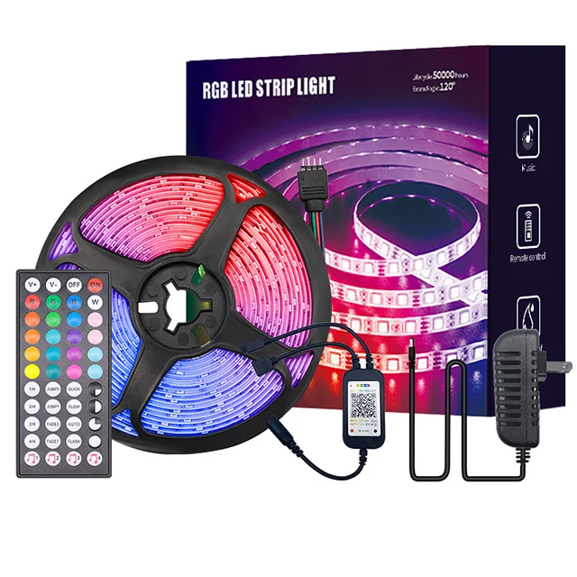 180 светодиоды 10 м RGB 5050 Светодиодная лента TUYA WIFI управление 24Key IR Удаленная синхронизация музыки и совместим с Алекса Google Assistant