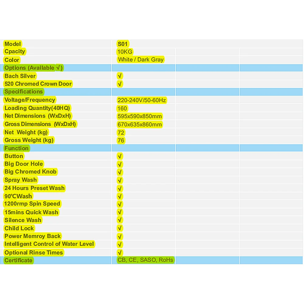 All-in-one Large Capacity Home Laundry Fully Automatic Front Loading Smart Washing Machine