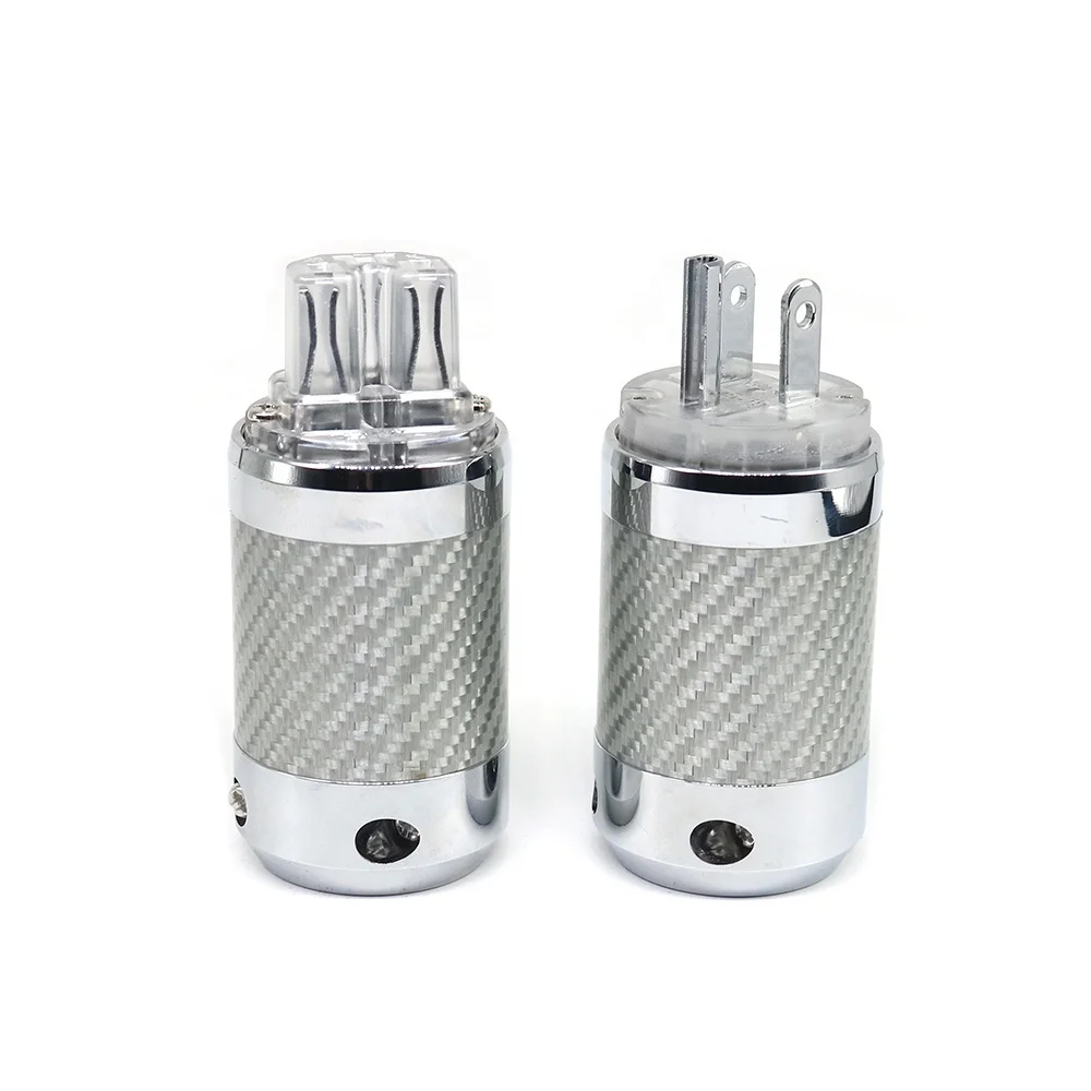ElectricaL Jack XSSH Hi-end US Version Carbon Fiber Tellurium Copper Rhodium Plated DIY HIFI US 3Pin Power Plug IEC Connector