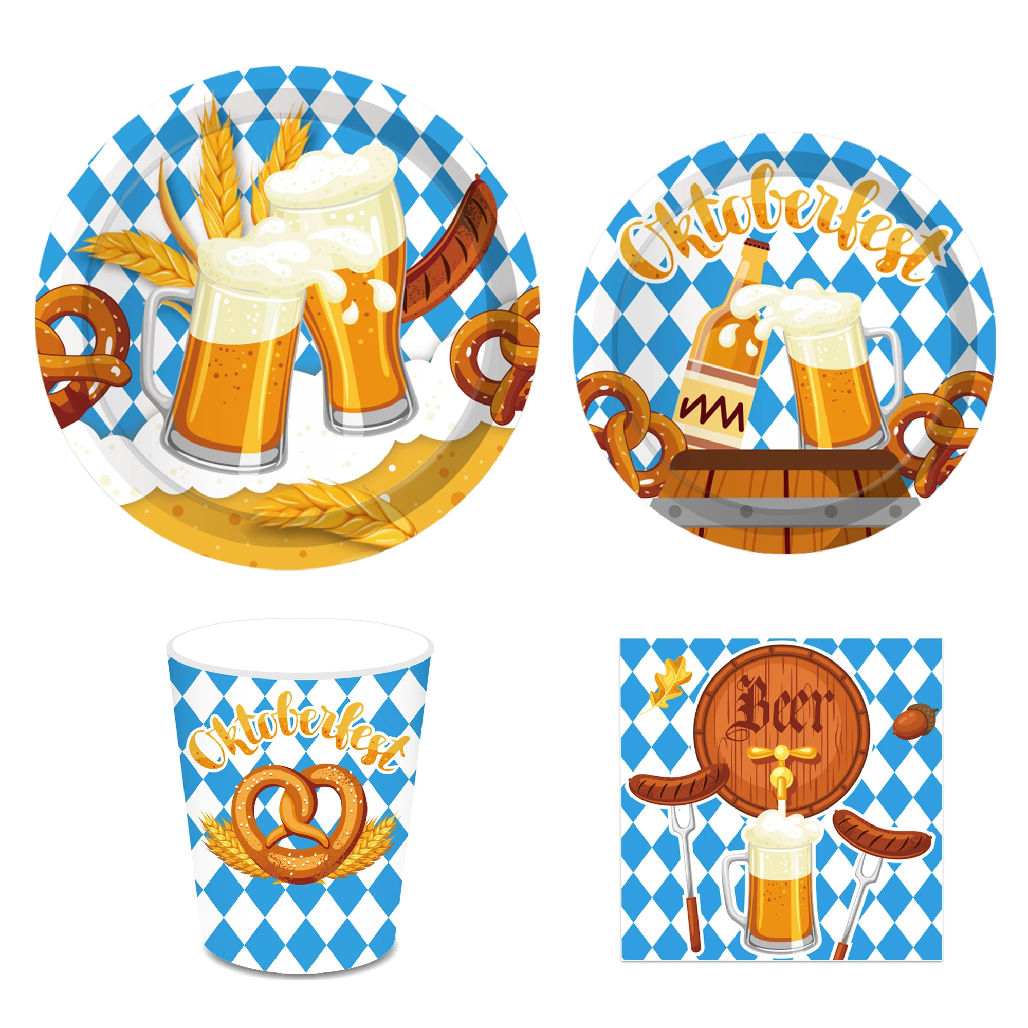 MM243 Customized Paper Plates Cups Napkins Tableware Set Party Supplies for German Beer Festival